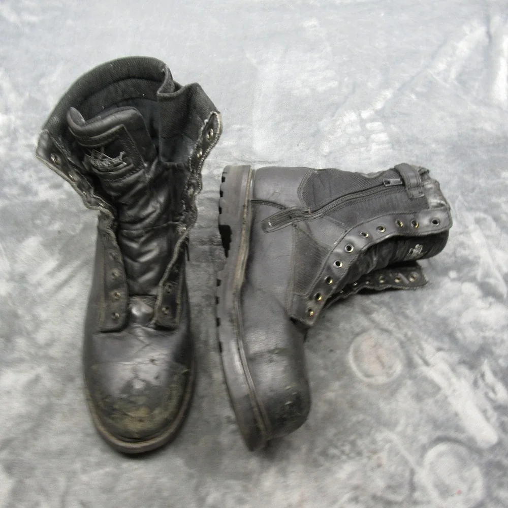 Thorogood Work Boots Mens‎ 13 W Black Leather Trooper Safety Toe EH PR Zip READ